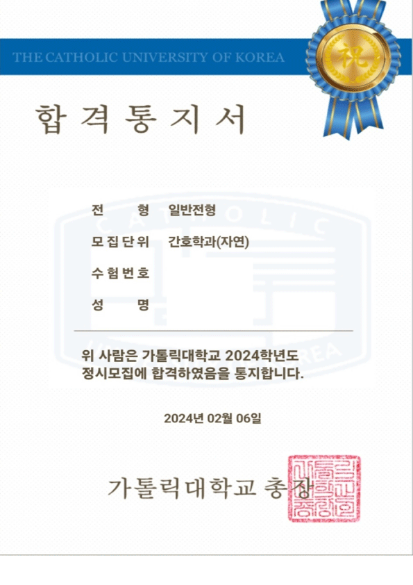 가톨릭대학교 합격